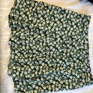 Reformation Green Floral Mini Skirt